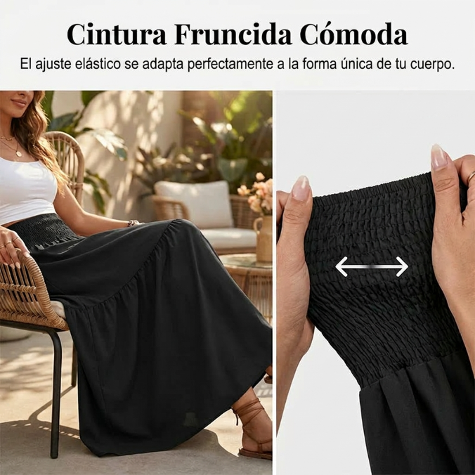 Gabriela - Falda larga fluida de cintura alta