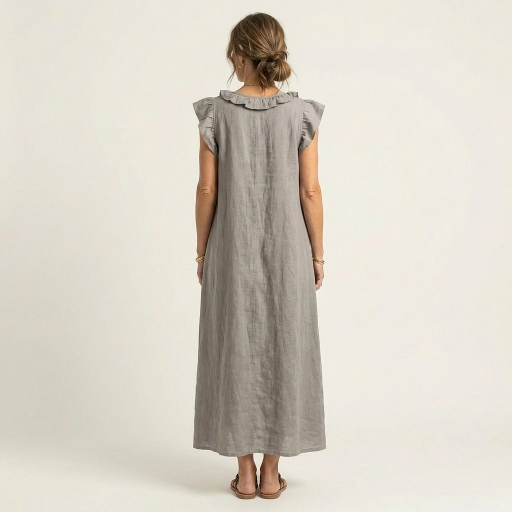 Isabel | Vestido Largo de Lino con Volantes
