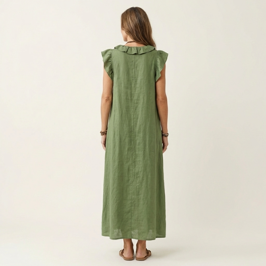 Isabel | Vestido Largo de Lino con Volantes