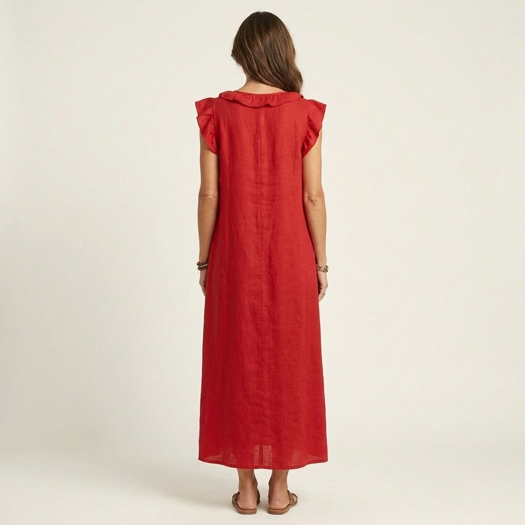 Isabel | Vestido Largo de Lino con Volantes