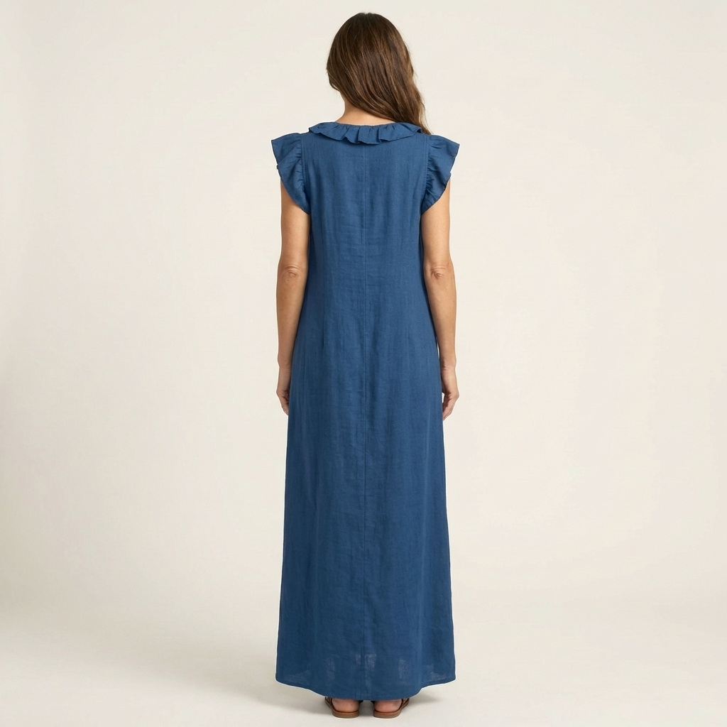 Isabel | Vestido Largo de Lino con Volantes