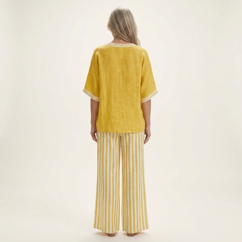 Teresa | Conjunto de Lino con Pantalón de Rayas