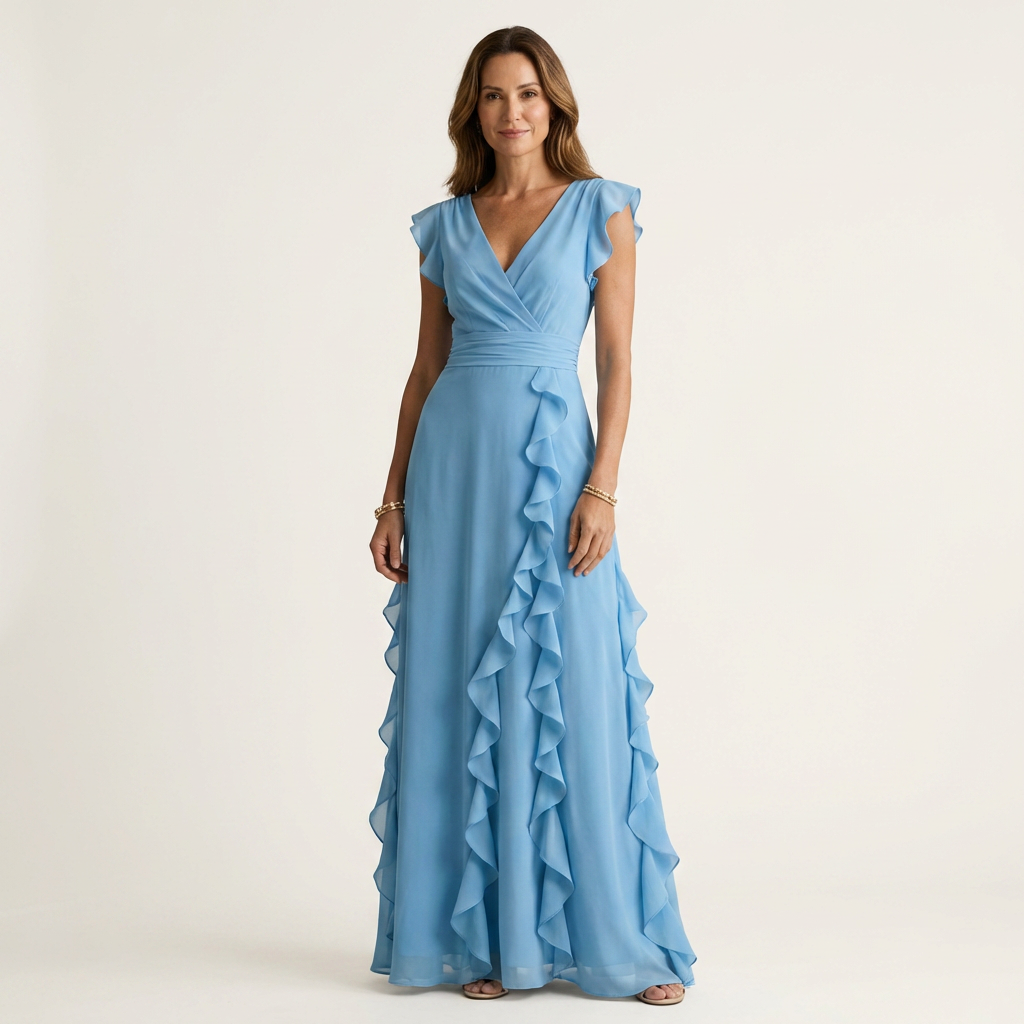 Nerea | Vestido Largo Cruzado con Volantes