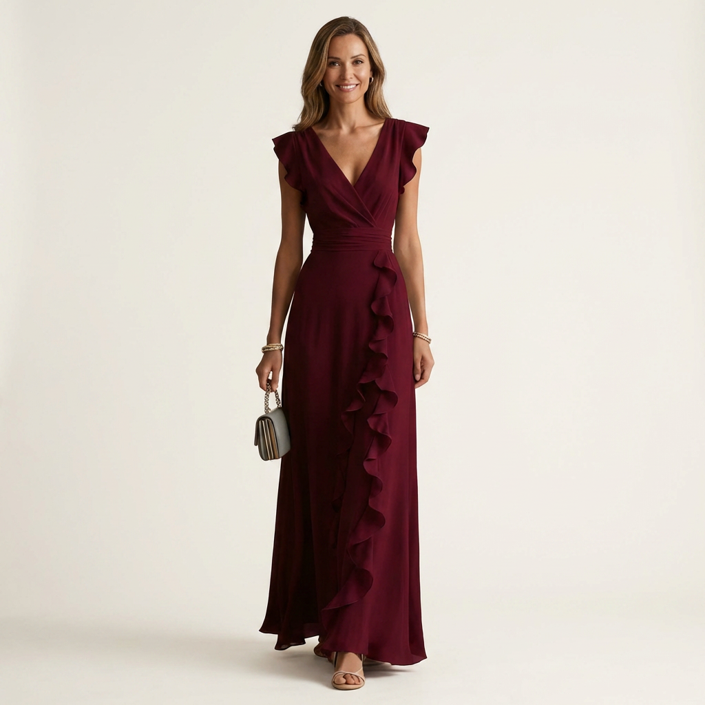 Nerea | Vestido Largo Cruzado con Volantes