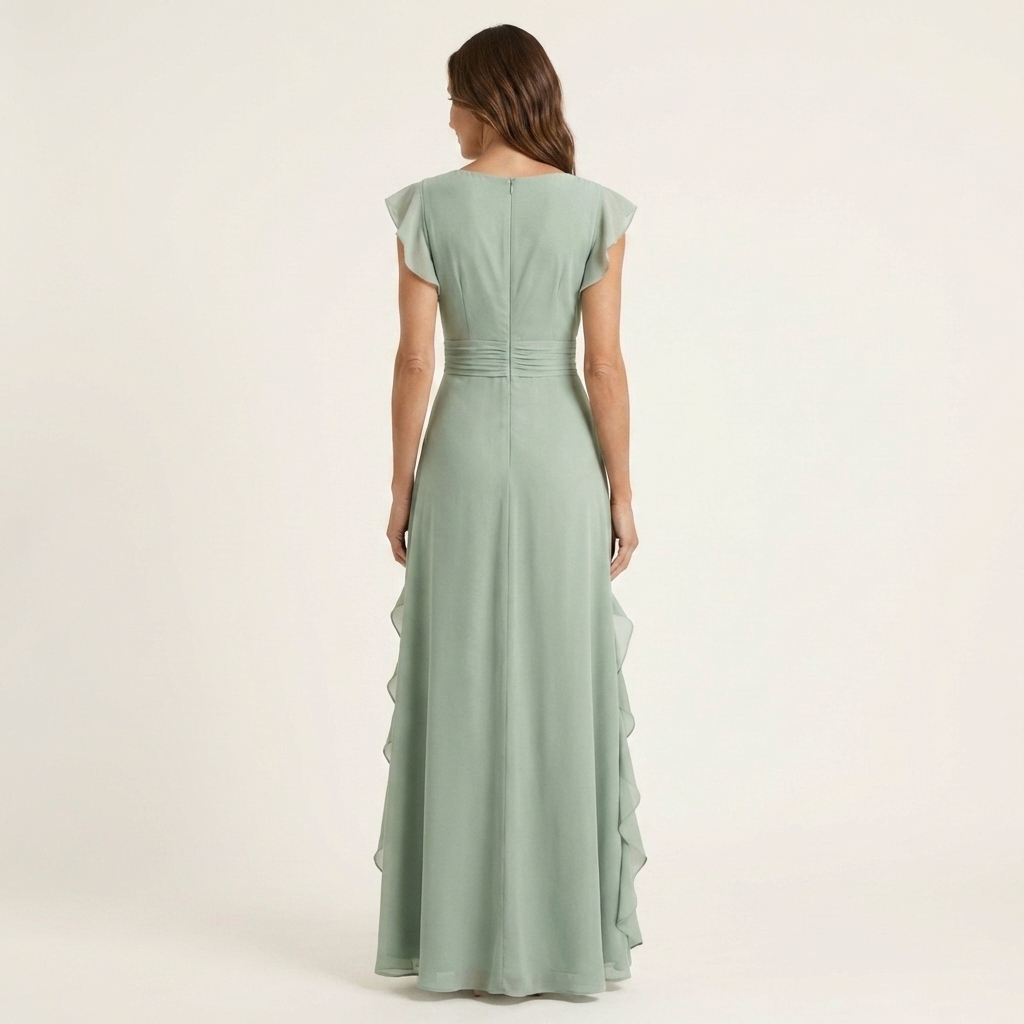 Nerea | Vestido Largo Cruzado con Volantes