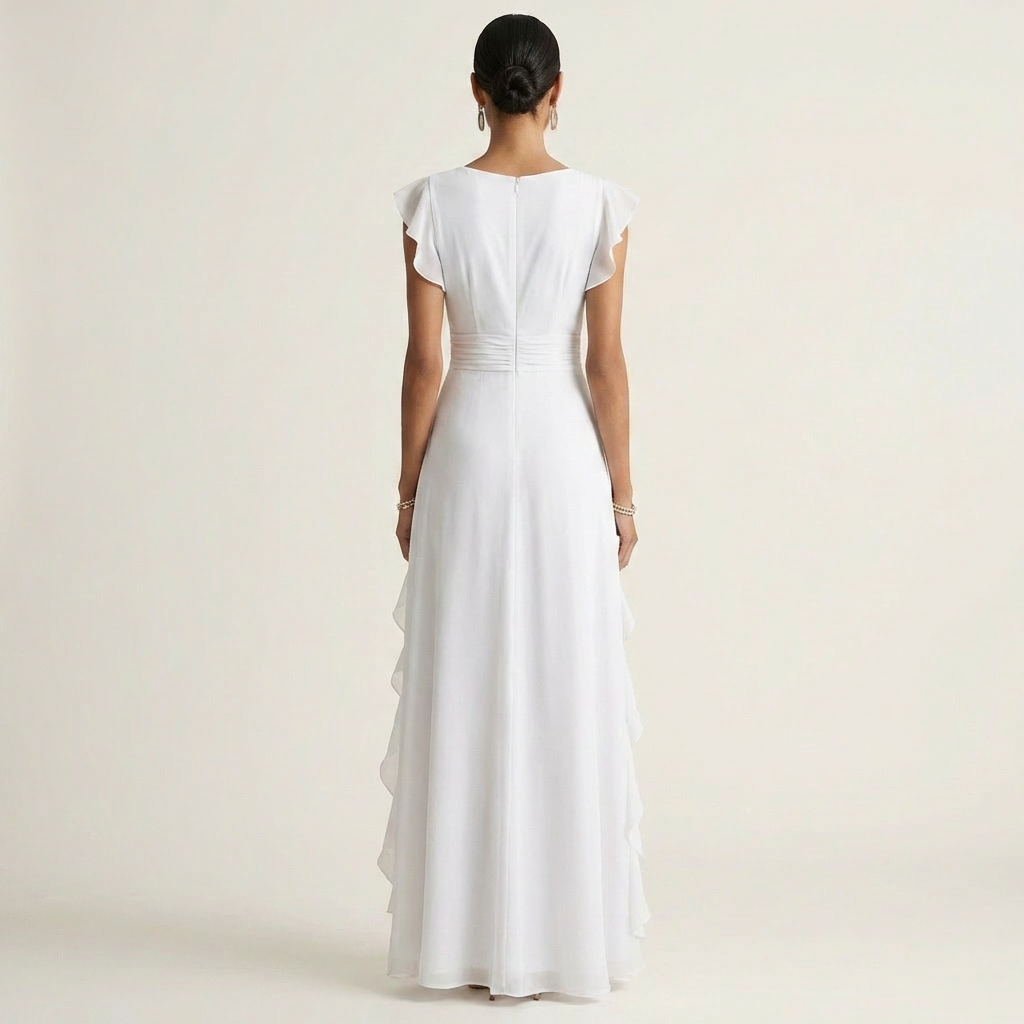 Nerea | Vestido Largo Cruzado con Volantes