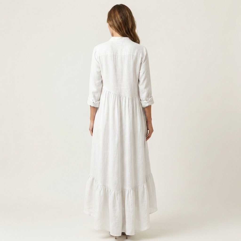 Jimena | Vestido Largo de Cuello Alto con Volantes