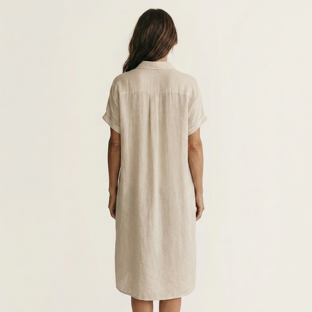 Patricia | Vestido Camisero Midi de Algodón y Lino