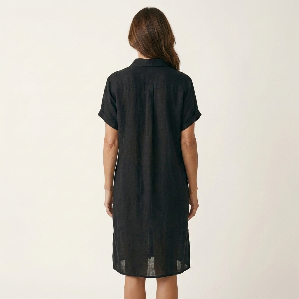 Patricia | Vestido Camisero Midi de Algodón y Lino