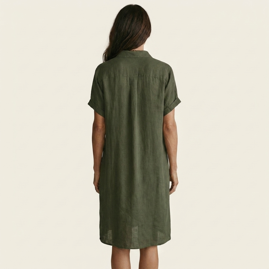 Patricia | Vestido Camisero Midi de Algodón y Lino