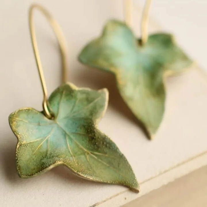 Wisa – Pendientes vintage en forma de hoja natural