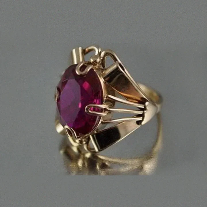 ANILLO EN GRANATE BAJO ORO VINTAGE