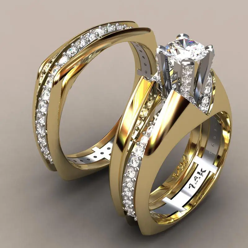 Anillo de Cristal Baño de Oro Vintage