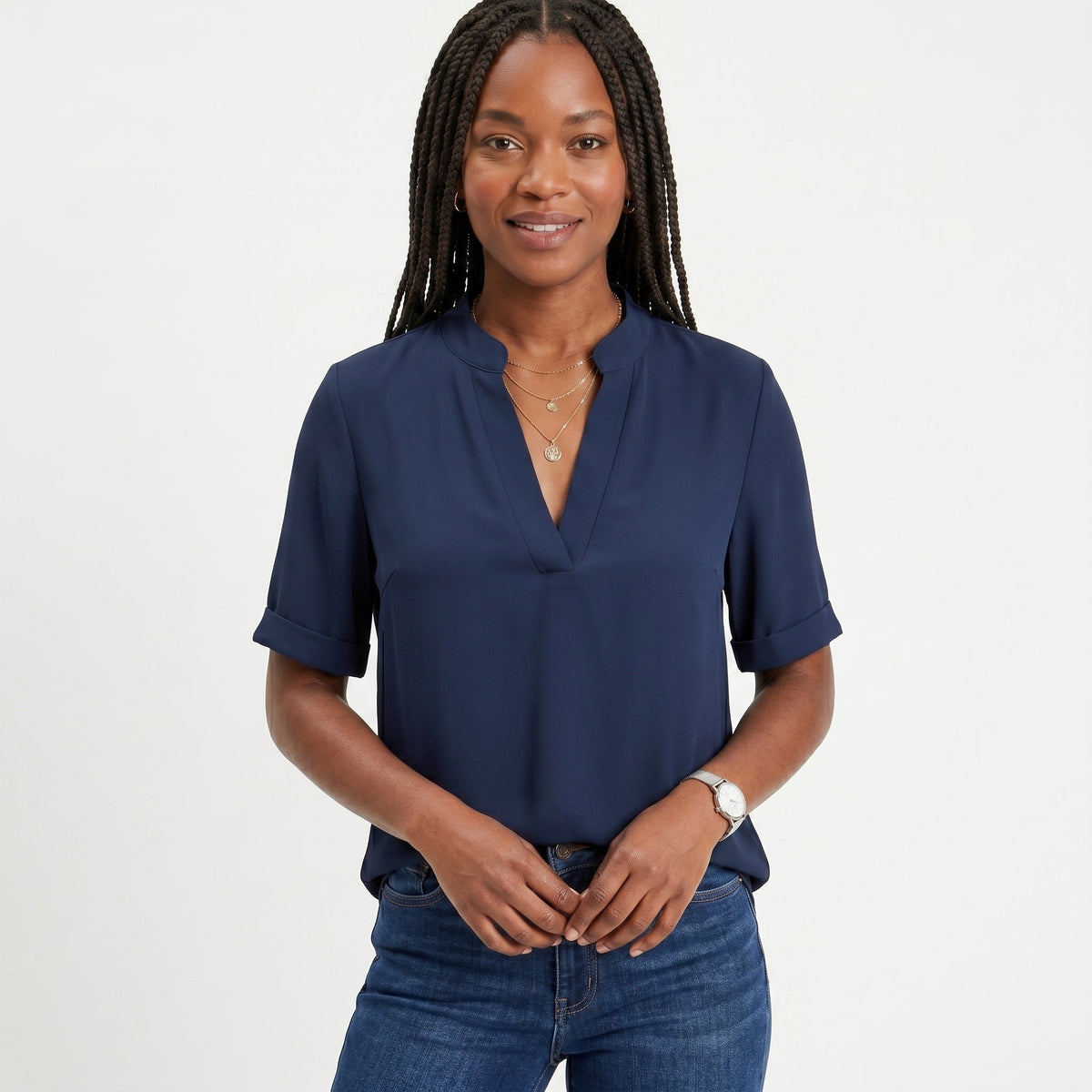 Celia - Blusa Fluida con Escote en V