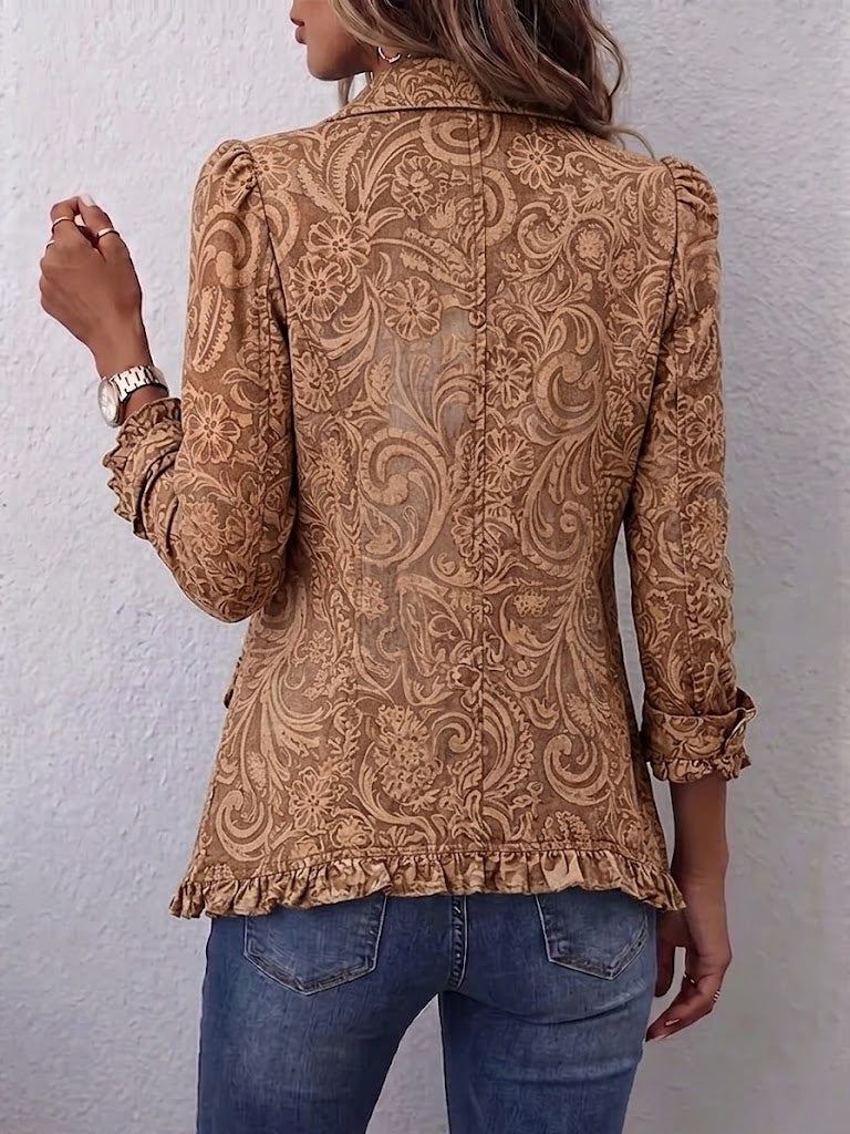 Bruna | Chaqueta Floral de Estilo Clásico con Volantes