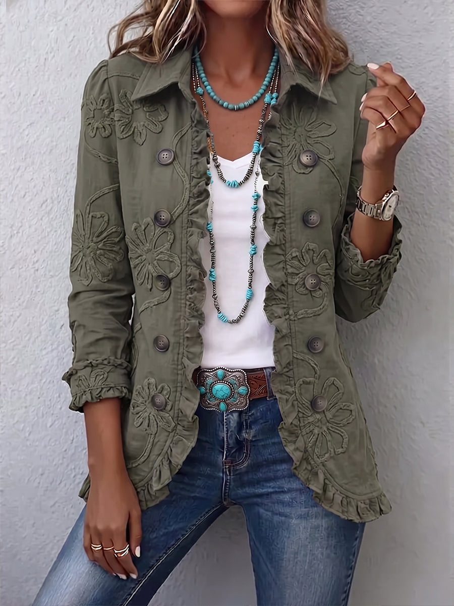 Faustina | Chaqueta Funcional Bordada de Estilo Bohemio