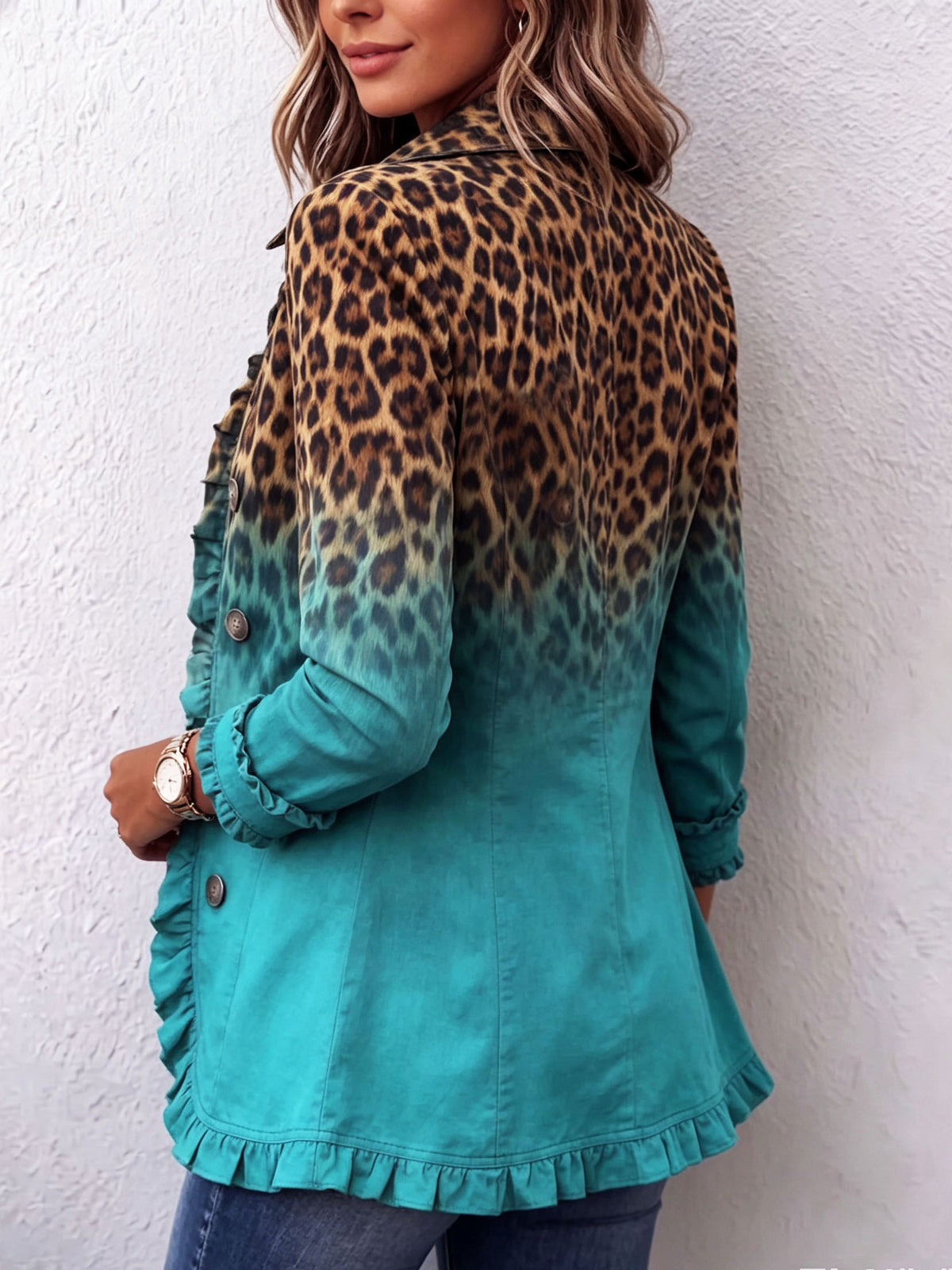 Sandra | Blazer de Leopardo Degradado con Volantes