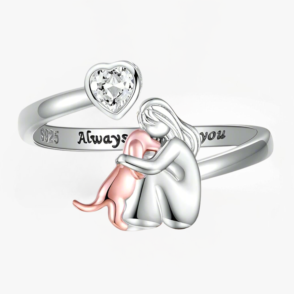 Elisa - Anillo con ícono de perro (Rosa)