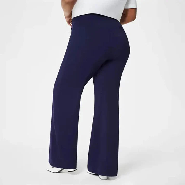 Mónica- Pantalón elástico de tiro alto y botones dorados