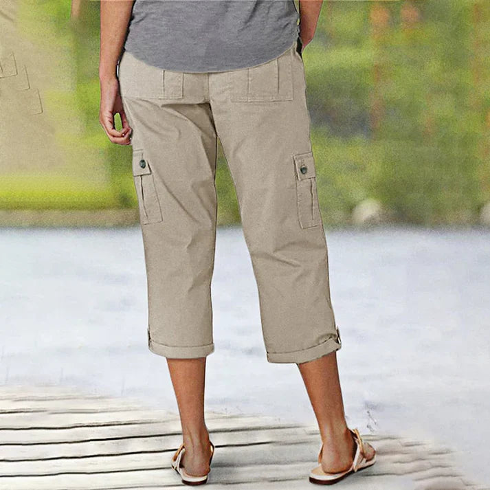 Inés - Pantalón corto casual elástico con bolsillos