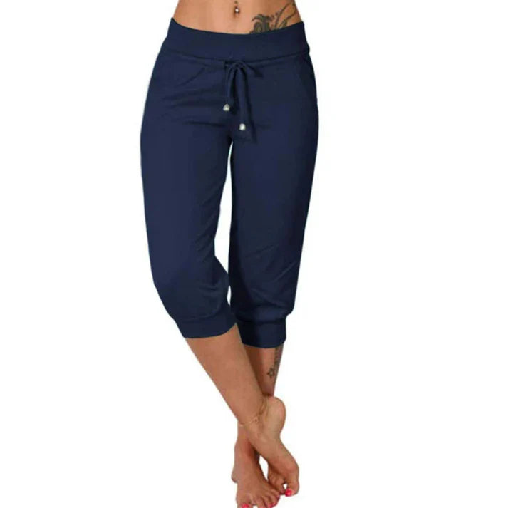 Tamara – Pantalones capri con cordón en la cintura