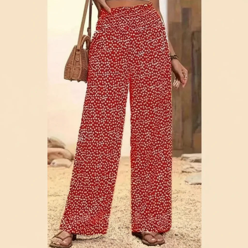 Clara - Pantalón ancho de tiro alto con cintura fruncida