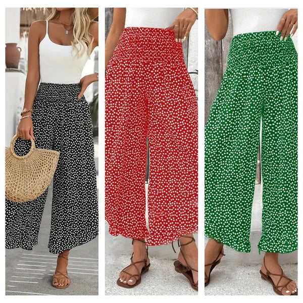 Adela - Pantalón fluido de lunares con volante
