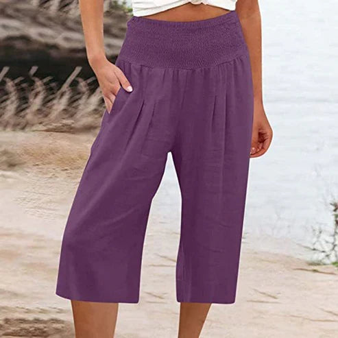 Abril - Pantalones capri ligeros con cintura elástica