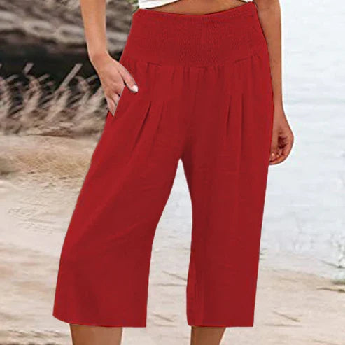 Abril - Pantalones capri ligeros con cintura elástica