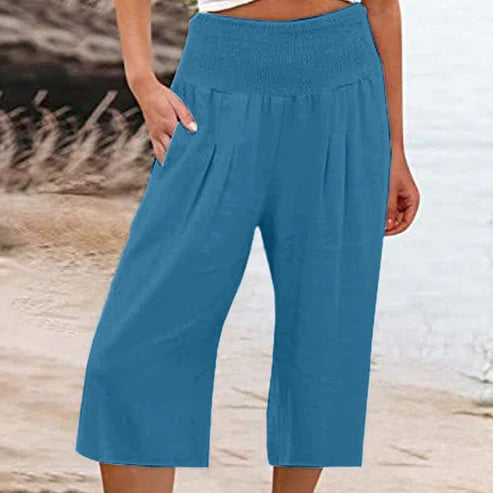 Abril - Pantalones capri ligeros con cintura elástica