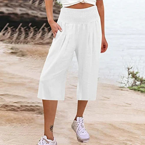 Abril - Pantalones capri ligeros con cintura elástica