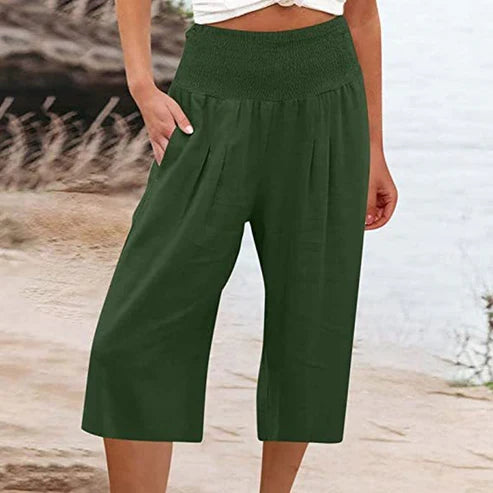 Abril - Pantalones capri ligeros con cintura elástica