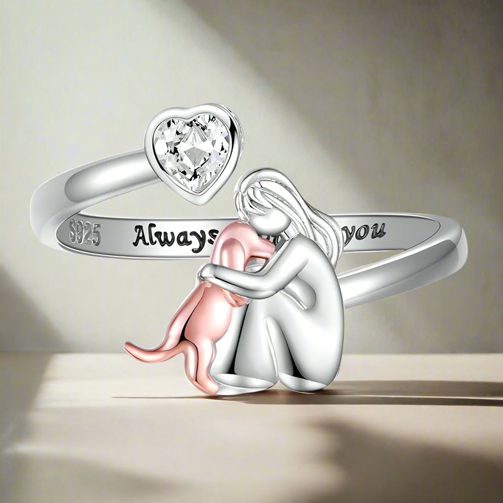 Elisa - Anillo con ícono de perro (Rosa)