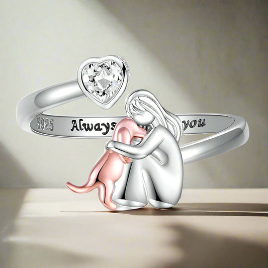 Elisa - Anillo con ícono de perro (Rosa)